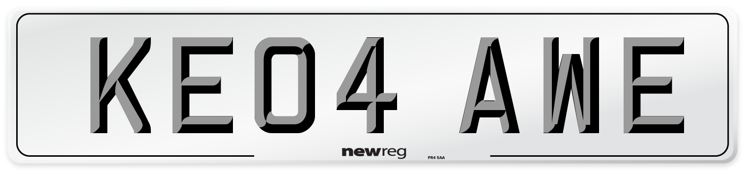 KE04 AWE Number Plate from New Reg